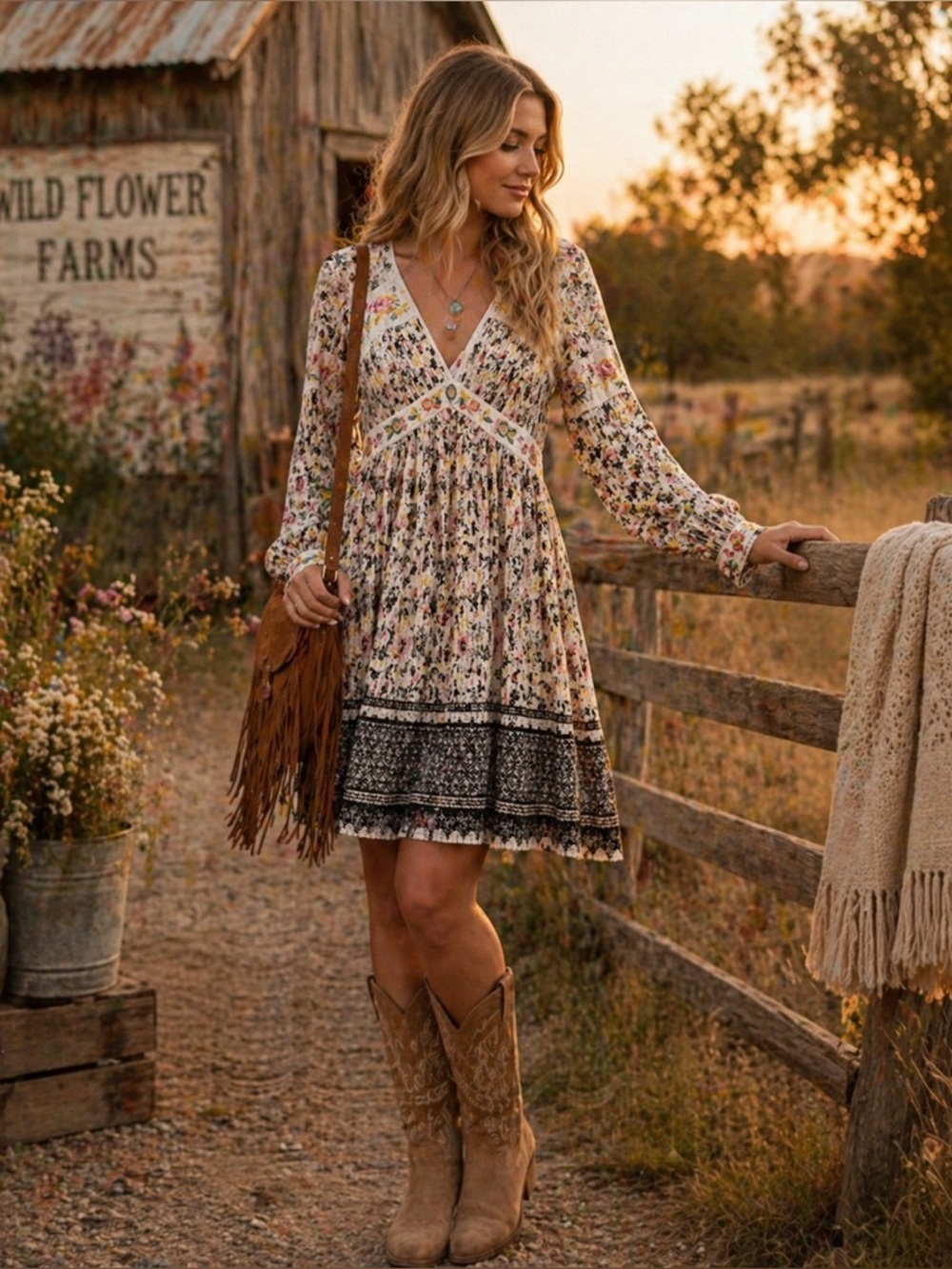 Free People Cherry Blossom Mini Dress in Ivory